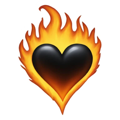 sheer black heart in flames sticker