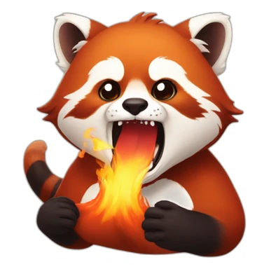 Red panda opening mouth with fire mad sticker