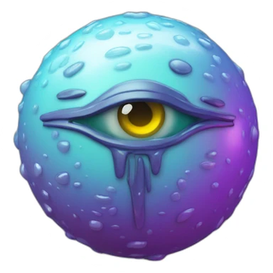 3d sphere with a cartoon Slime skin texture with Eye of Horus sticker