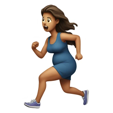 scared pregnant lady running make her very pregnant  sticker