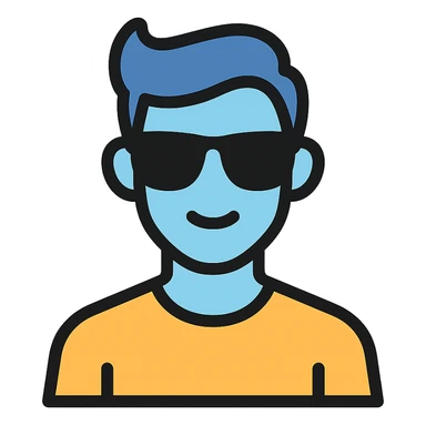 color outline icon of a cool blue man sticker