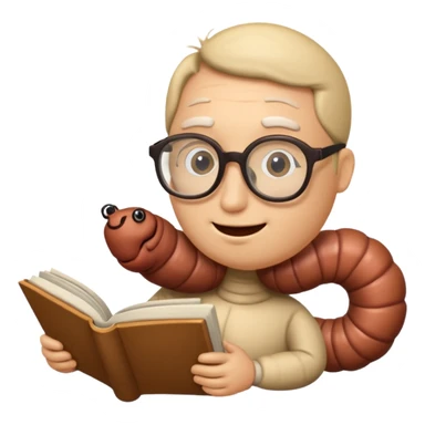 worm reading book sticker