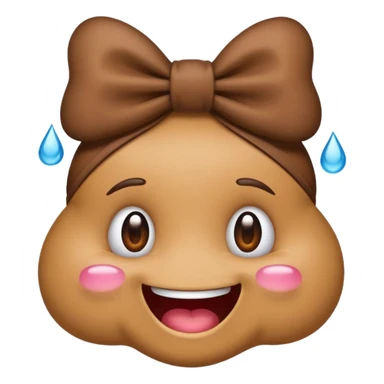 Emoji I phone Type, happy poo with tears a bow on the head sticker