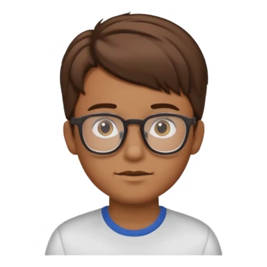 Kid with comb hair and glasses brown hair boy and tan skin color  sticker