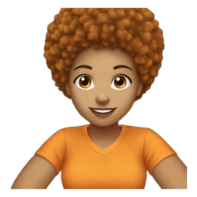 Light skin girl afro orange with thumb up dark tshirt sticker
