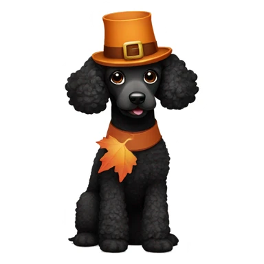 Black poodle wearing a  Thanksgiving turkey costume  sticker