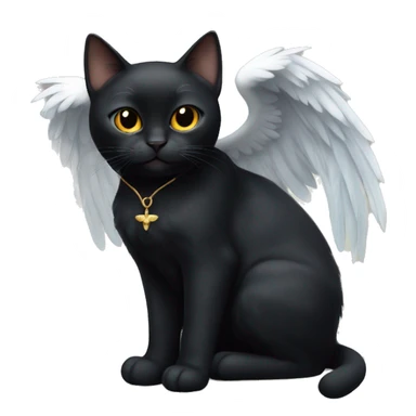Black cat with angel wings sticker