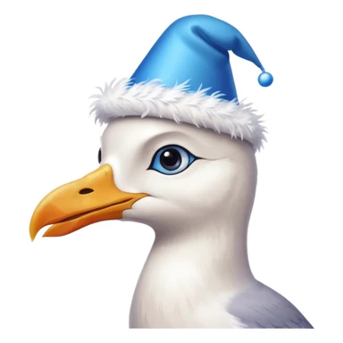 A seagull with a party hat, only the head zoomed in sticker