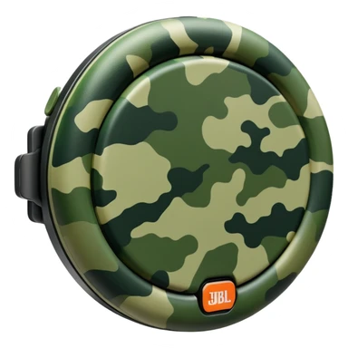Abstract JBL Clip 4 keeping the signature round shape with clip, basic green camouflage design, iOS emoji style sticker