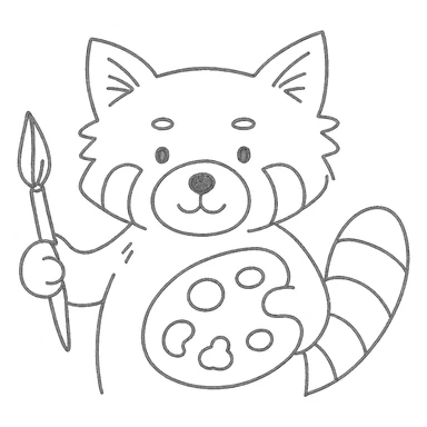 Red panda with brush and pallet sticker
