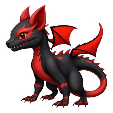 Cherry-Red and Jet-Black Fierce Fiery Mohawked Gothic Salandit-Litten-Torracat-hybrid-creature (full body) sticker
