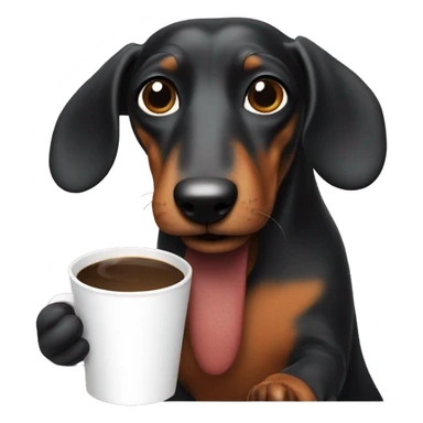 Sausage dog holding coffee sticker
