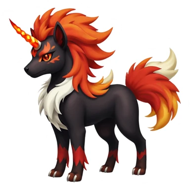 Shiny Exotic Gothic Rapidash-Houndoom-Arcanine-Pokémon-Fakémon-hybrid-creature sticker