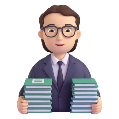 accountant with glasses and stack of papers sticker