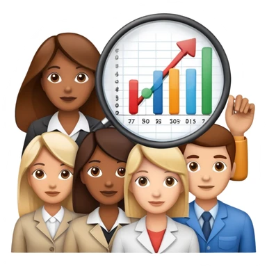 An icon featuring a group of diverse people, interconnected by lines, symbolizing sociology. The design includes a magnifying glass and a bar chart, representing the study of societies and social structures. Transparent background highlights the analysis of human behavior and social dynamics. sticker