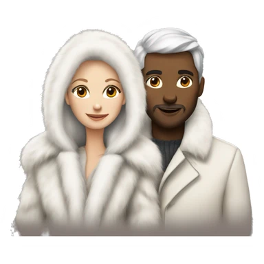 White couple in long fur coats sticker