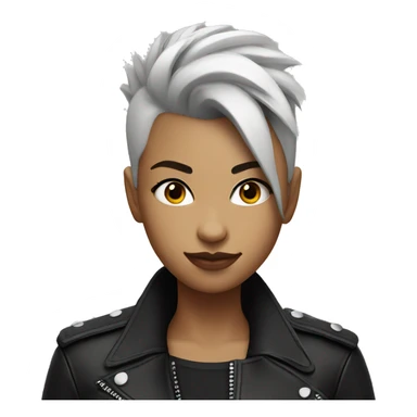monochrome girl with black Mohawk in leather jacket  sticker
