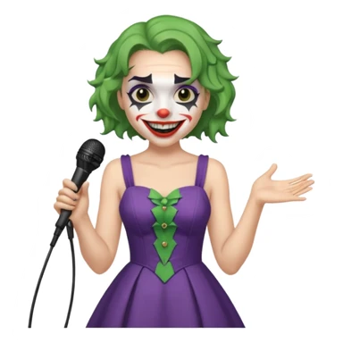 joker with dress, microphone, singing sticker