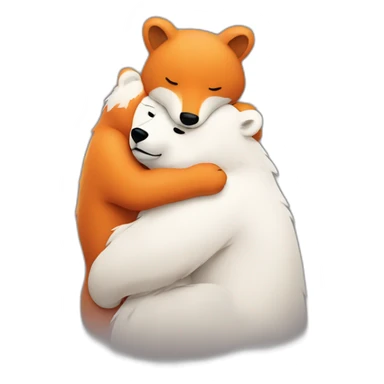 white Bear strongly hugs a fox sticker