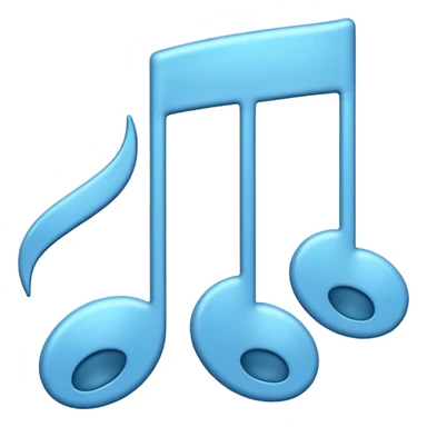 Emoji-style music note with two smaller music notes, rounded and playful, soft shading - playing music on repeat sticker