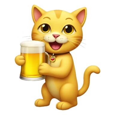 yellow cat drink beer sticker
