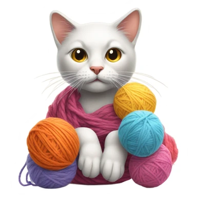 a cat with the face of an old woman juggling yarn b sticker