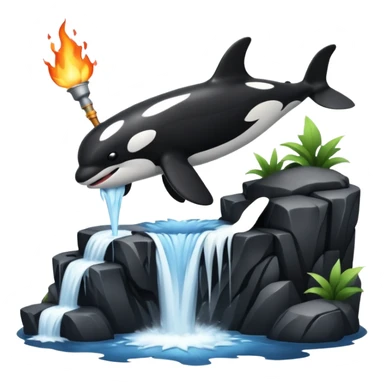 an orca on a waterfall using a firewand sticker