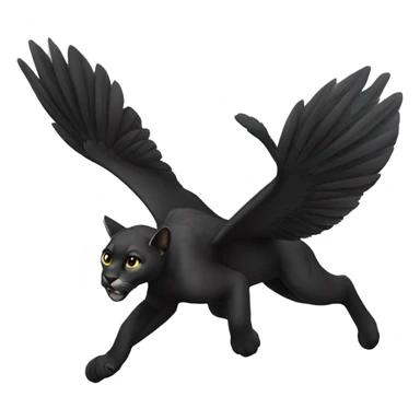 winged black puma flying sticker