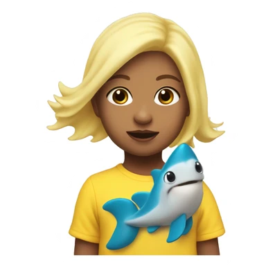 2 years old white Girl with a yellow baby shark costume that flows all the way to her feat  sticker