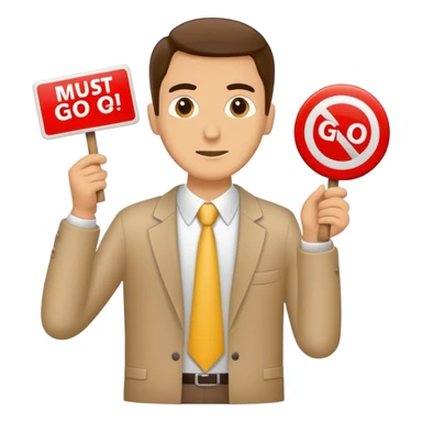 Salesman holding all slabs must go sign sticker