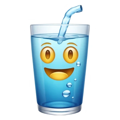 Copo de água – um copo transparente cheio de água cristalina, estilo emoji realista/cartoon. sticker