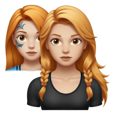 girl with long blonde hair and tattoos and an athletic ginger girl sticker