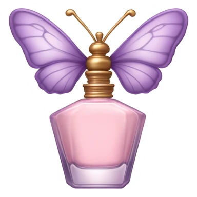 A dreamy vintage perfume bottle in soft pastel pink, adorned with delicate violet butterfly wings. sticker