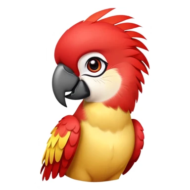 cinematic-cute-macaw-portrait-emoji,-head-tilted-playfully-and-inquisitively,-with-a-dazzling-red-plumage-and-round,-sparkling-eyes-filled-with-charm,-simplified-yet-irresistibly-adorable-features,-highly-detailed, white beak sticker