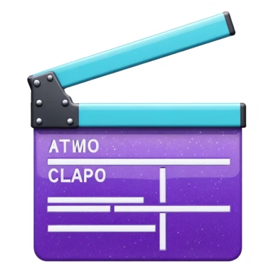 Glitter purple and cian clapperboard sticker