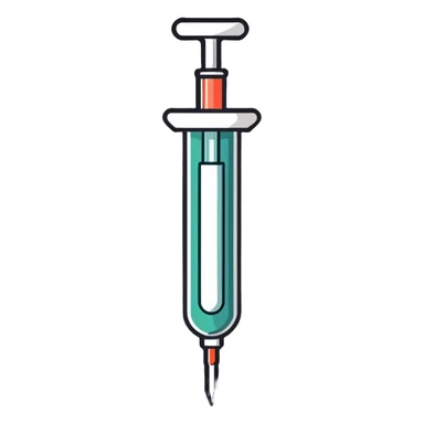 medical syringe, cartoonish sticker style sticker