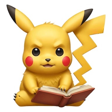 pikachu studying looking into book sweating sticker
