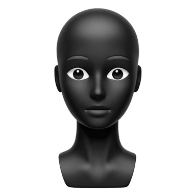 Minimalistic flat vector icon, iOS style, thin black contour on white background. Matte black mannequin in front of in 3D monochrome style. sticker