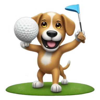 Dog eating a peanut butter sandwich while hitting a golf ball off the moon sticker