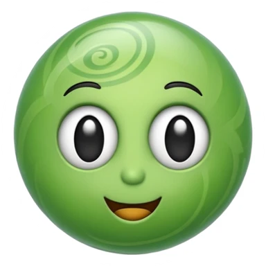 emoji représentant ChatGPT, une bulle de dialogue verte stylisée avec un motif de spirale ou de réseau, expression amicale, style emoji moderne sticker