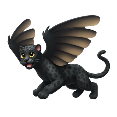 winged black leopard flying sticker