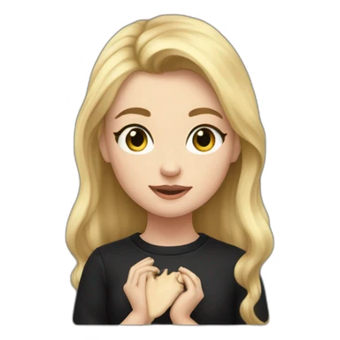 Blond girl in black sweater saying Calving Klein on her chest sticker