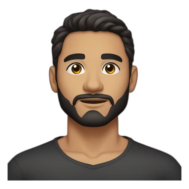 25 year old Hispanic man with a beard and thick eyebrows light skin, black shirt and side fades and a comb over with very dark brown eyes sticker