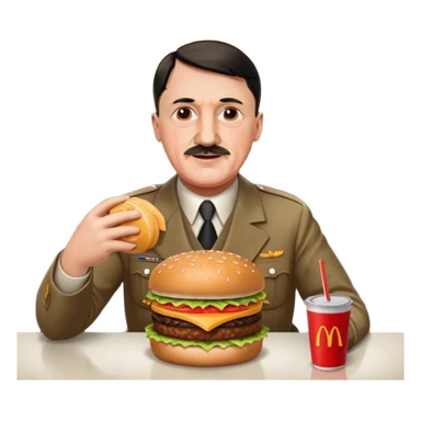 adolf hitler holding a big mac while sitting in a diner while being surrounded by his enemies  sticker