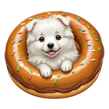 Great white Pyrenees dog turning into doughnut sticker