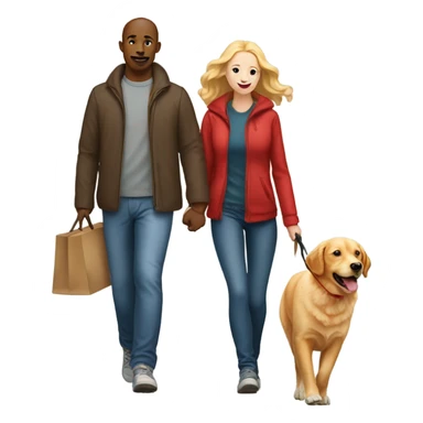 man walking fox red Labrador and woman walking English cream retriever sticker