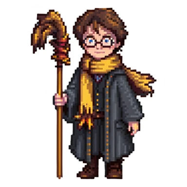 Harry Potter with broomstick and scarf sticker