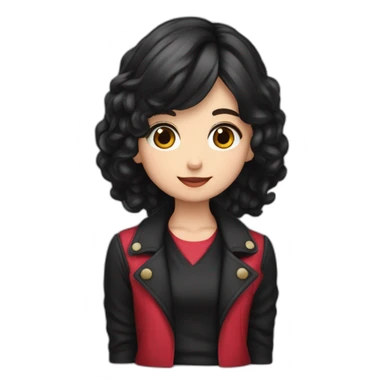 Ropa estilo Jirai kei rosa y negro, piel morena, pelo rojo y negro sticker