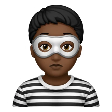 Thief with black eye type mask and black and white striped prison clothes sticker