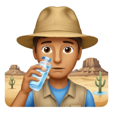 a man drinking in a desert sticker